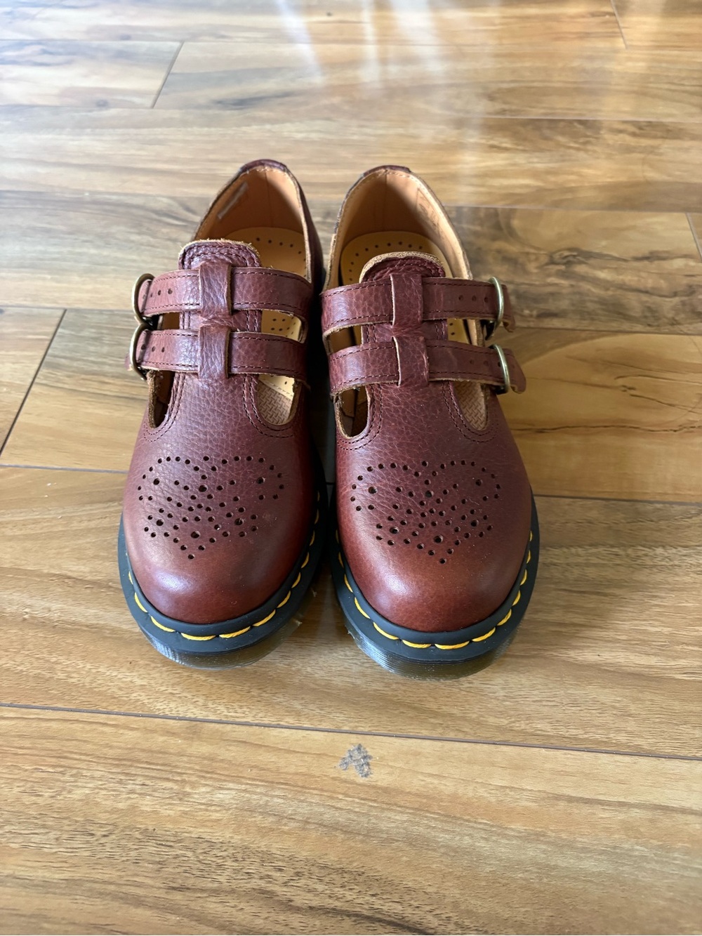 Dr. Martens Burgundy and Tan Leather Clog - Picture 11 of 12